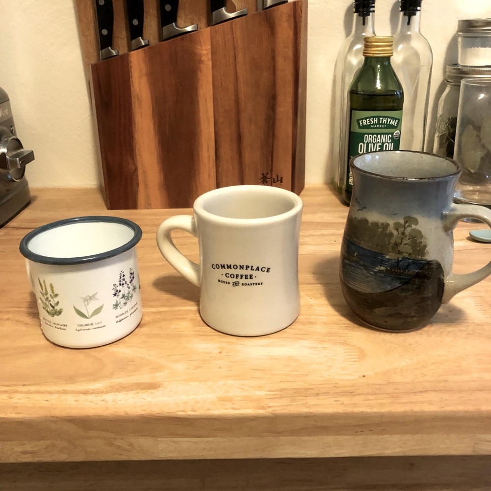 MUGS! Floral camping mug, coffeehouse mug, pottery mug